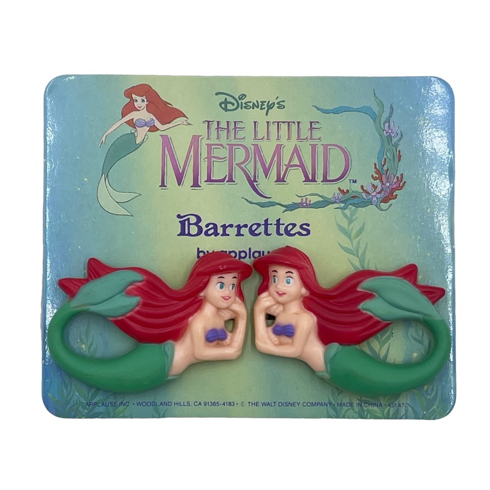 🧜‍♀️VTG 1989 Disney's "The Little Mermaid" 2PC Ariel Hair Barrettes - NOS🧜‍♀️